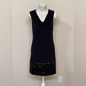 T Tahari Women’s Black Shimmer Sequin Bottom Sleeveless Cowl Neck Yoji Dress XS